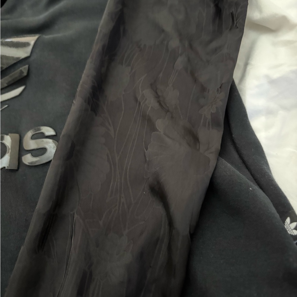 adidas Originals Women’s Black Hoodie with unique sleeves - subtle floral patter - Picture 4 of 4